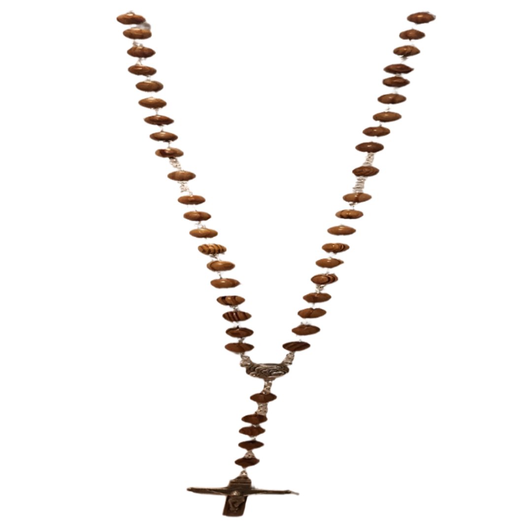 BROWN WOOD BEADS LONG ROSARY