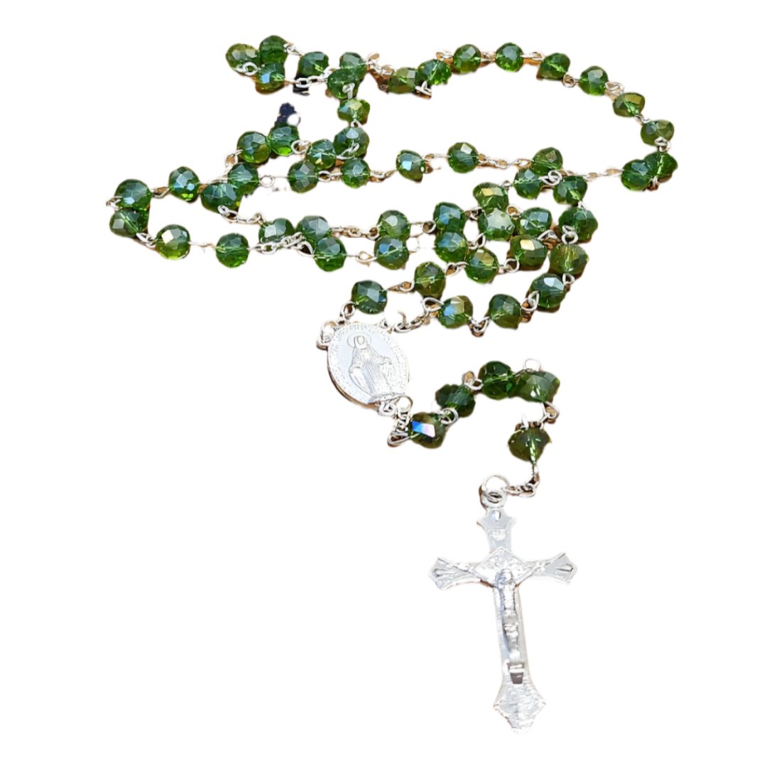 GREEN CRYSTAL BEADS ROSARY