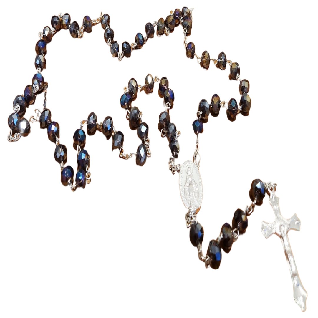 GRAPHITE CRYSTAL BEADS ROSARY