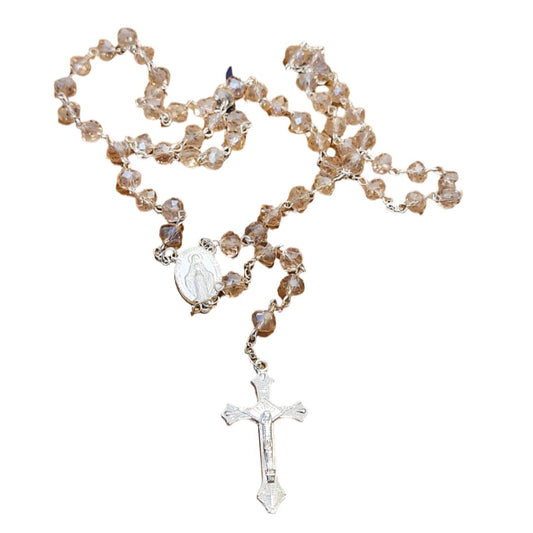 PINK CRYSTAL BEADS ROSARY