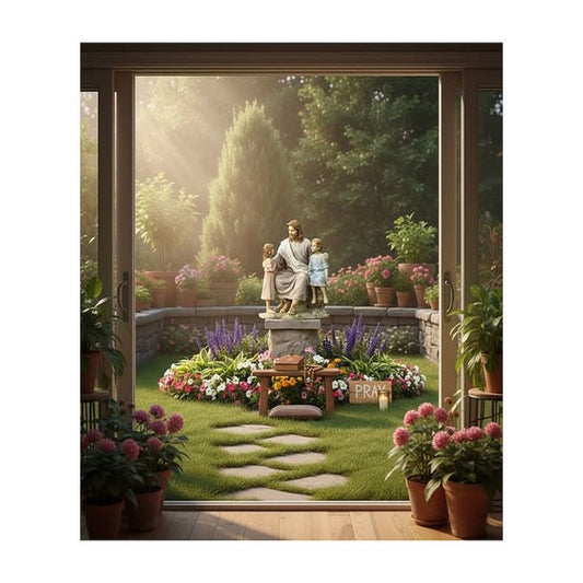 JESUS WITH CHILDREN STATUE IN RESIN
