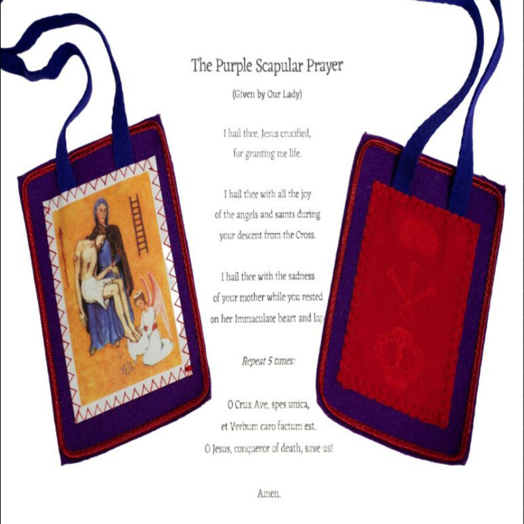 PURPLE SCAPULAR OF BENEDICTION AND PROTECTION  MEDIUM