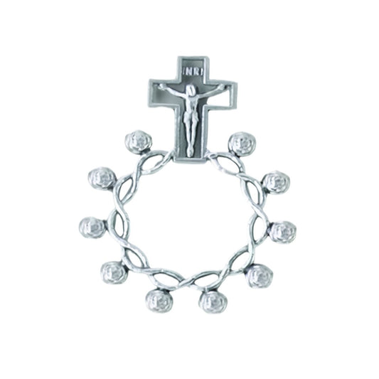 ROSARY RING IN METAL SILVER