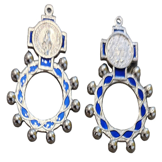 ROSARY RING IN BLUE AND SILVER METAL