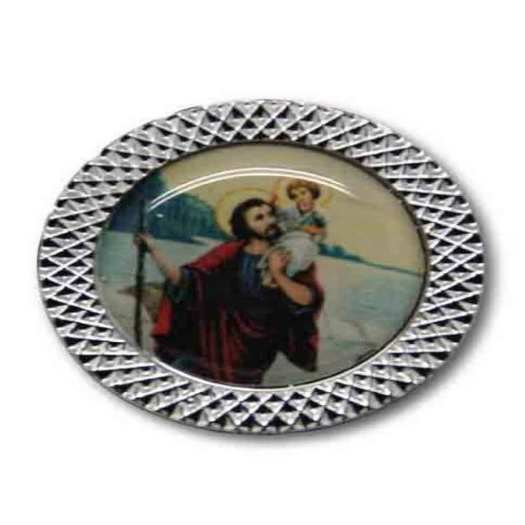 CAR PLAQUE  ROUND (SMALL 29MM) - ST CHRISTOPHER