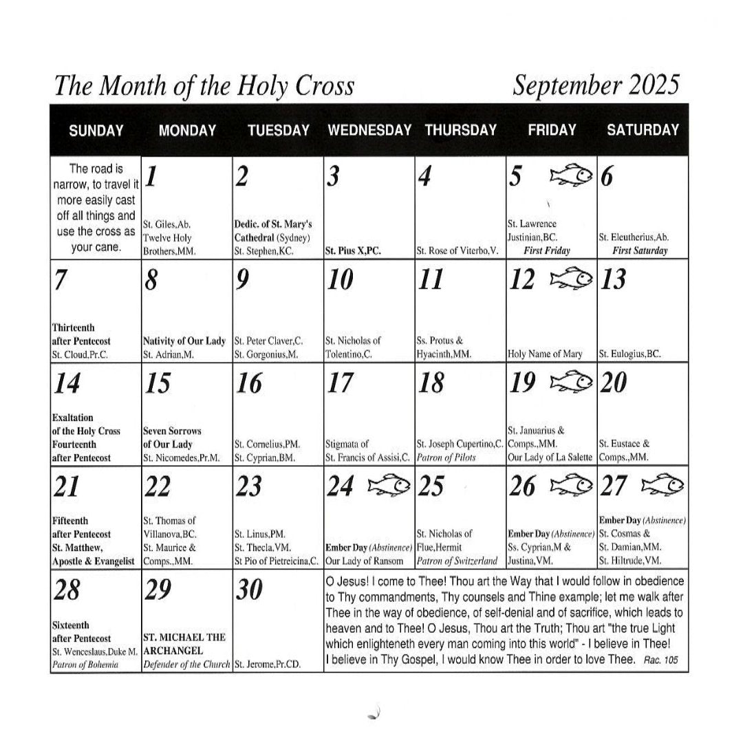 SAINT JOSEPH CATHOLIC CALENDAR 2025