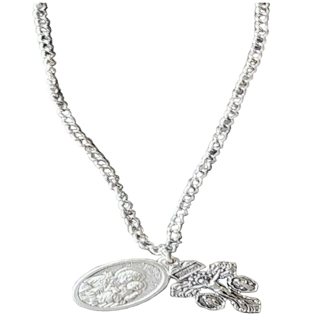ST JOSEPH MEDAL SILVER METAL NECKLACE