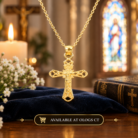 SILVER GOLD CRUCIFIX NECKLACE
