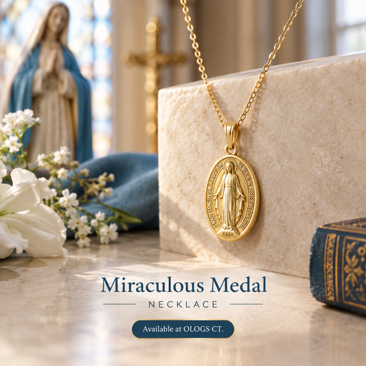SILVER GOLD MIRACULOUS MEDAL NECKLACE