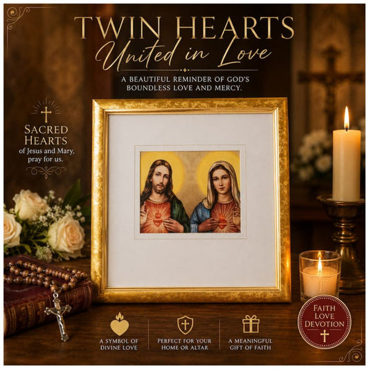 TWIN HEARTS IN GOLD FRAME