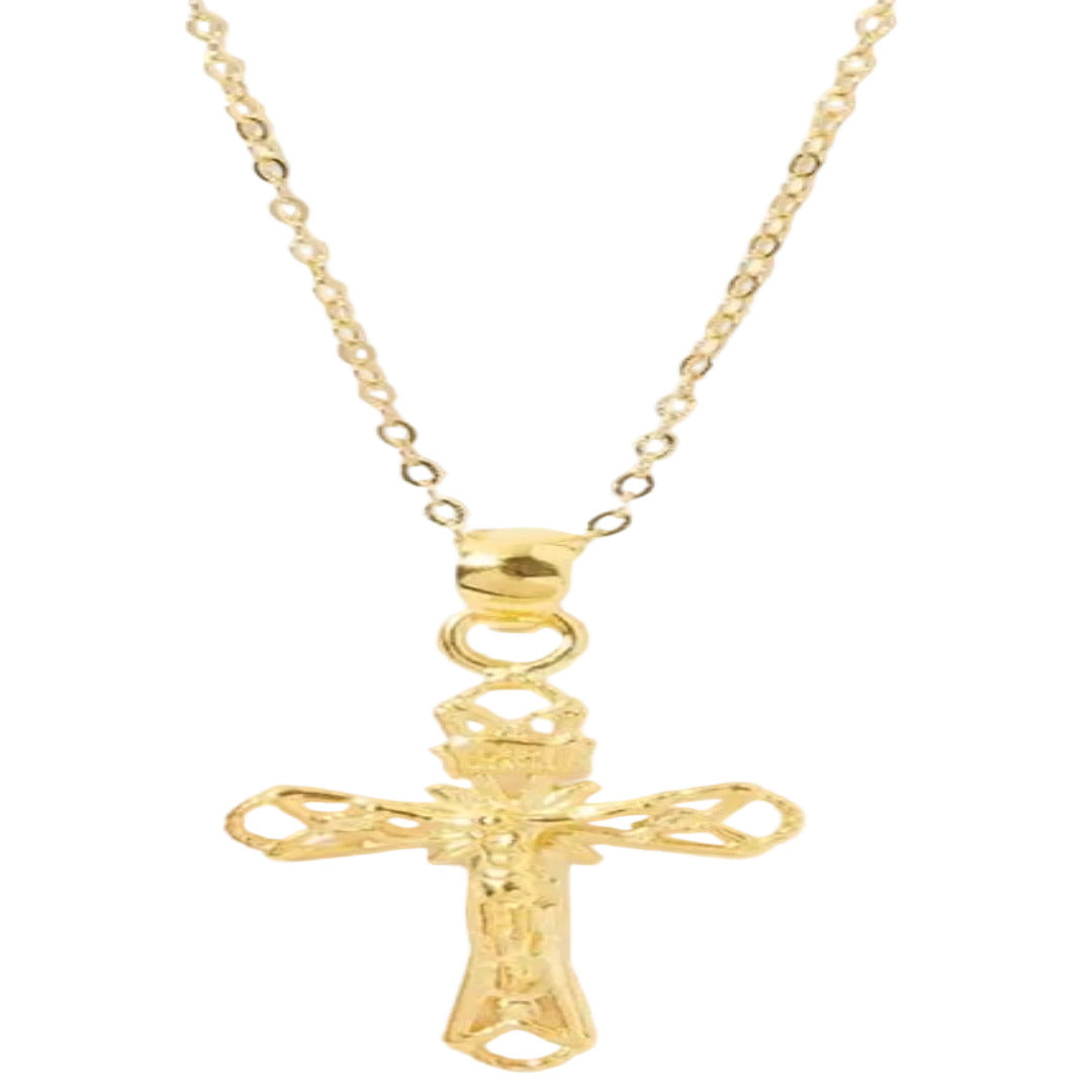 SILVER GOLD CRUCIFIX NECKLACE