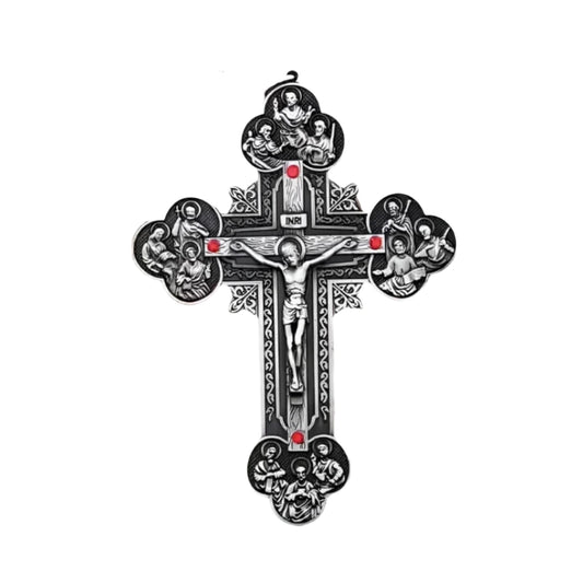CRUCIFIX WITH HOLY TRINITY IN OXIDISE SILVER