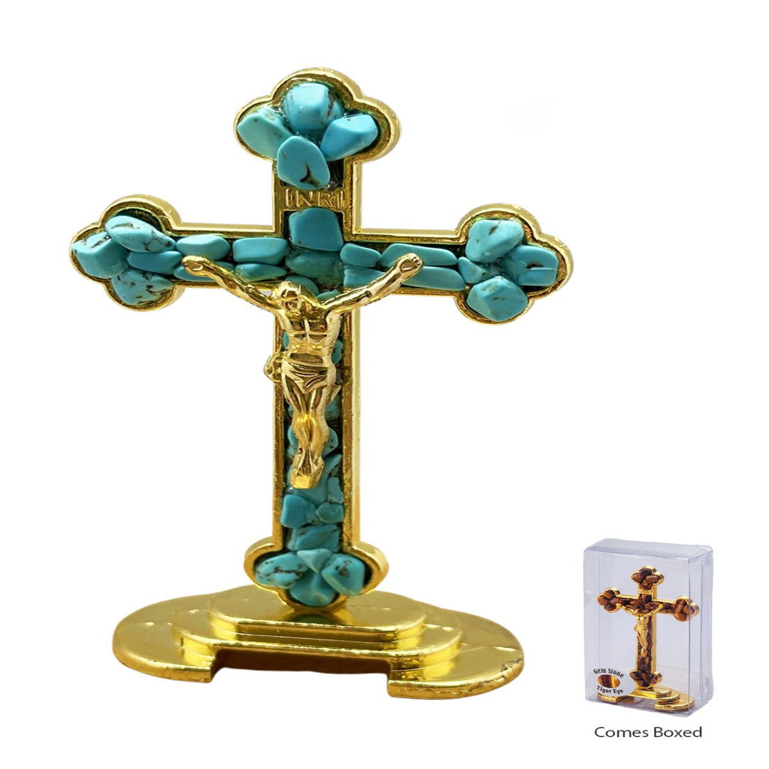 GEMSTONE CRUCIFIX TURQUOISE STONE