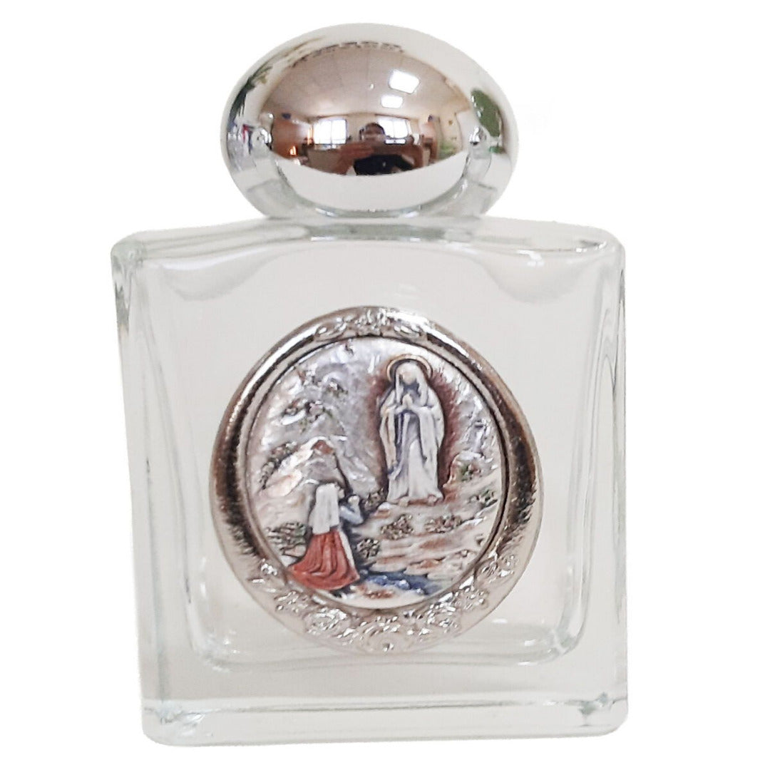 HOLY WATER BOTTLE GLASS OUR LADY OF LOURDES