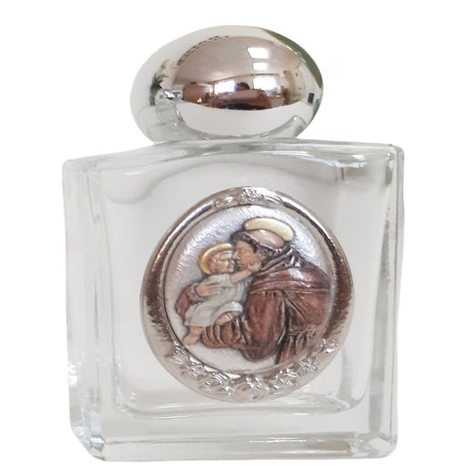 HOLY WATER BOTTLE GLASS ST ANTHONY