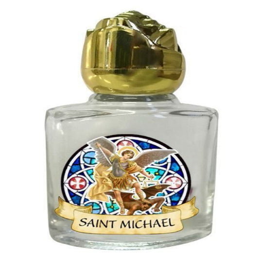 HOLY WATER BOTTLE GLASS ST MICHAEL THE ARCHANGEL