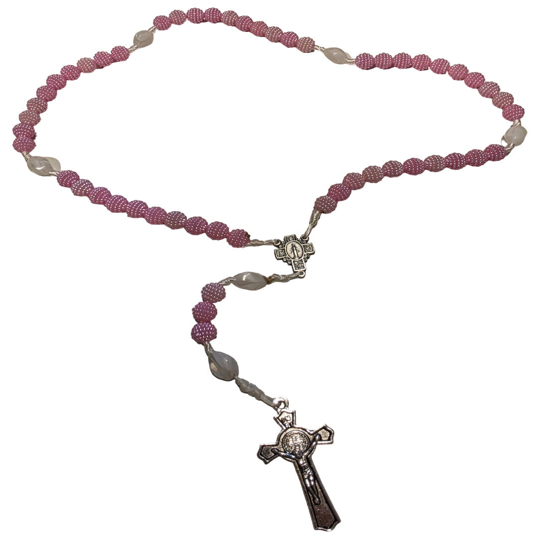 HANDCRAFTED LONG CORD ROSARY PINK
