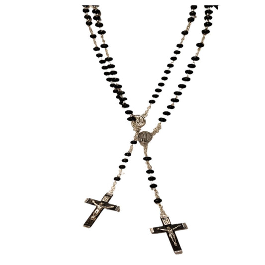 SMALL BLACK WOOD BEADS ROSARY