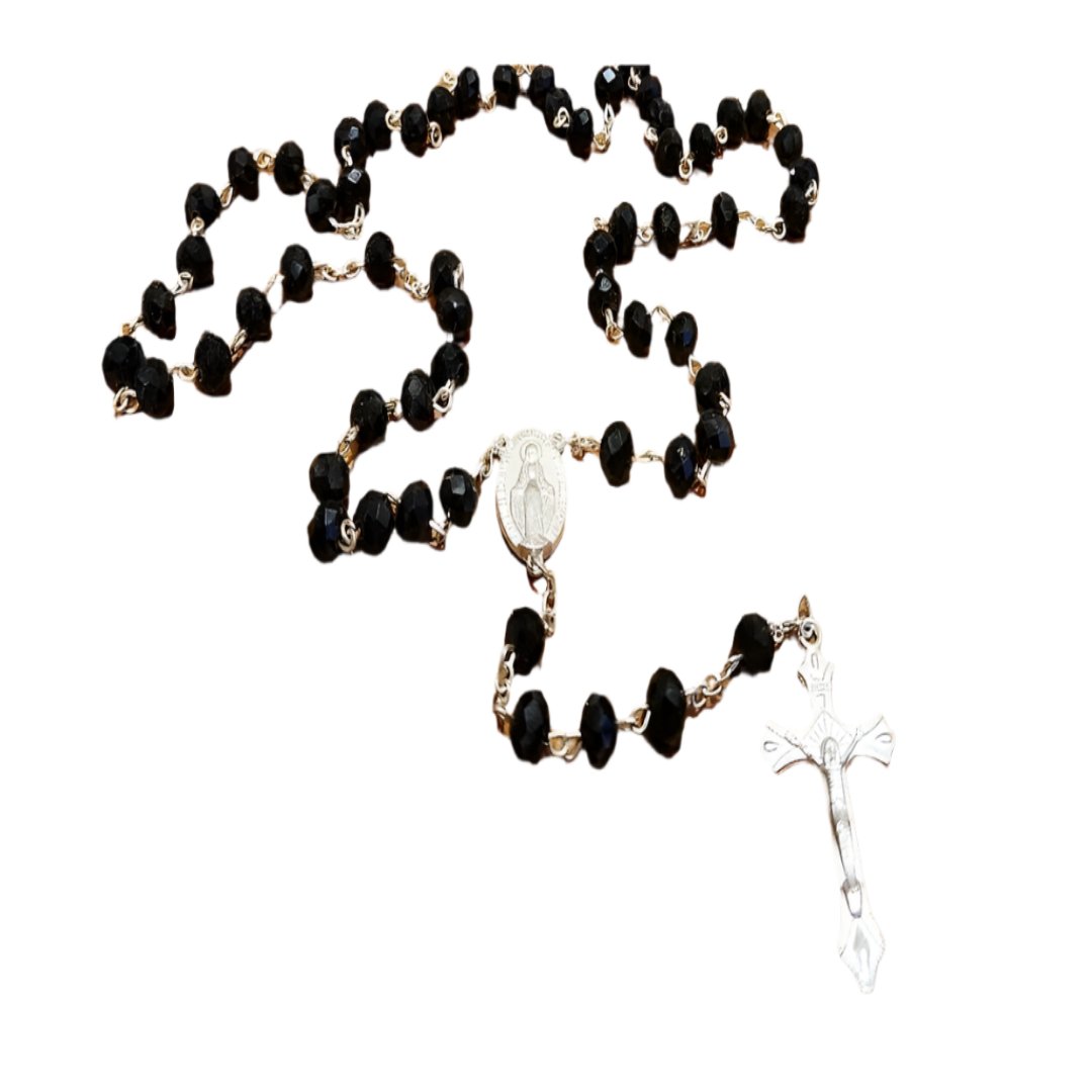 BLACK CRYSTAL BEADS ROSARY