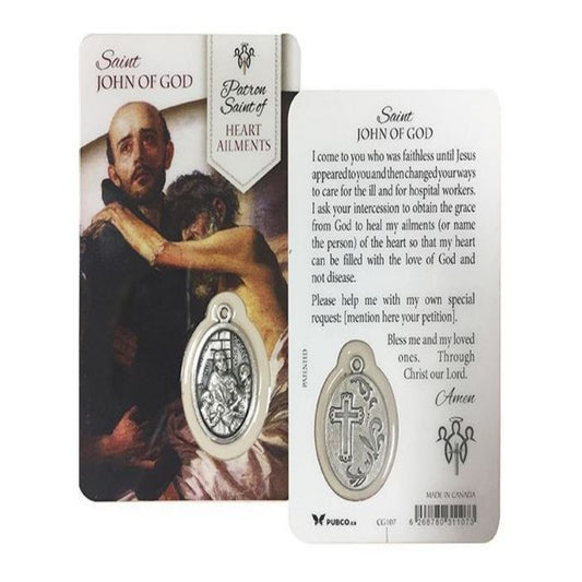 LAMINATED CARD & MEDAL – ST JOHN OF GOD